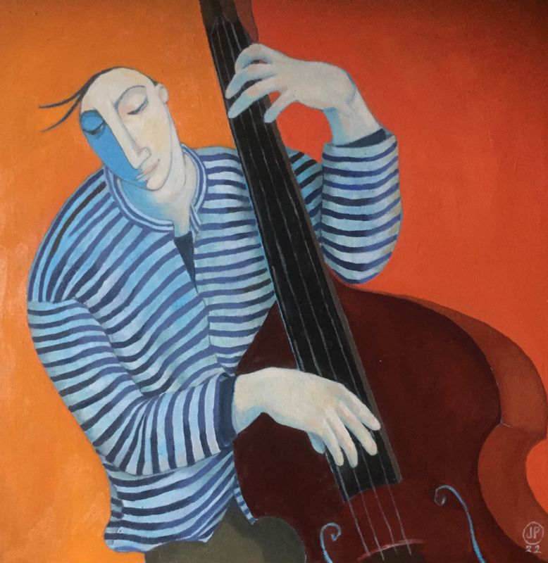 The Double Bass Player in orange